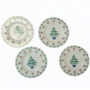 4 Vintage Pfaltzgraff Nordic Green Tree Red Green Accent Salad Desert Plates